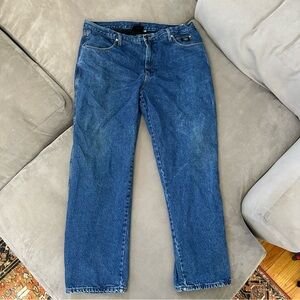 Vintage Harley Davidson Black Fleece Lined Denim Blue Jeans 40x32 (tag42x32)